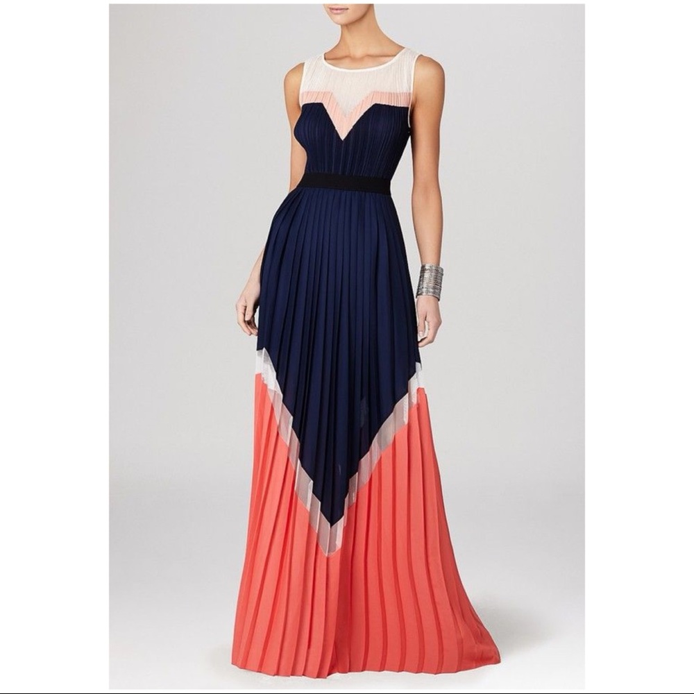 BCBGMaxAzria Katherine Pleated Art Deco Gown XS